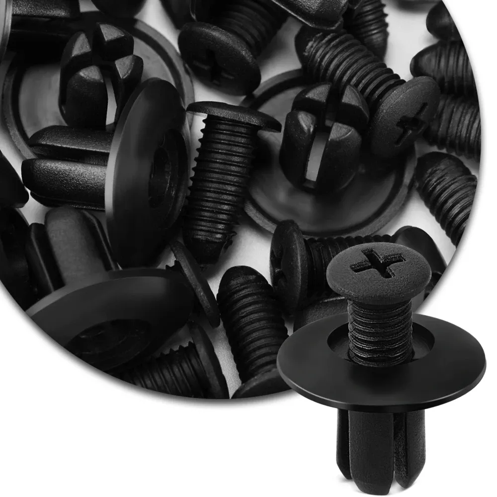 100 Pezzi Clip Paraurti Auto – Rivetti In Plastica A Pressione – Fermagli Universali Neri