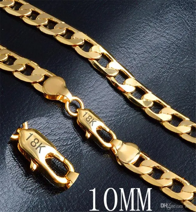 10 mm Fashion Luxury Mens Solid Cuba Link Chain Womens Bijoux Collier de chaîne plaquée or 18K pour hommes Colliers de chaînes pour femmes KKA1538230706