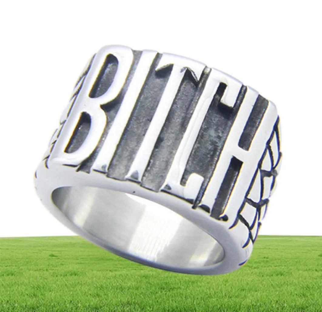5pcslot Size 510 Newest Popular BITCH Unisex Ring 316L Stainless Steel Fashion Jewelry Popular Biker Hiphop Style Ring12118631559311