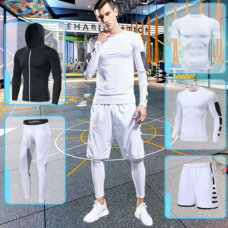 Sets Exercise Gym Fitness Clothing For Men Compression Sportswear Set Joggers Training Tight Tracksuit Suitable Running Basketball