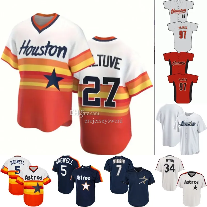 HOUSTON JOSE ALTUVE ASTROS RETRO JERSEY JEFF BAGWELL CRAIG BIGIO NOLAN RYAN ALEM BREGMAN JEREMY PENA YORDAN ALVAREZ KYLE TUCKER YAINER Diaz CHAS MCURSEYS