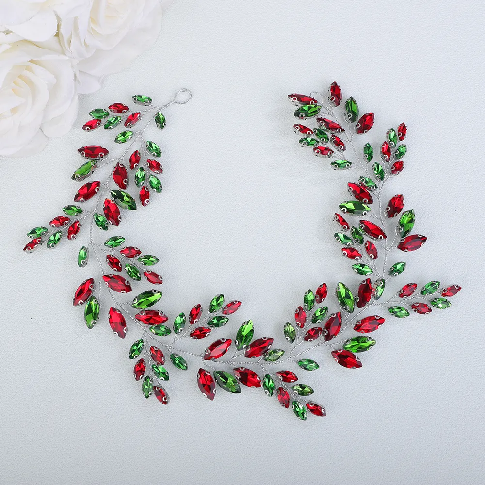 Floral Headband with Green and Red Accents Red Gold Green Dried Flowers Headband, Wedding Floral Crown  main image 3