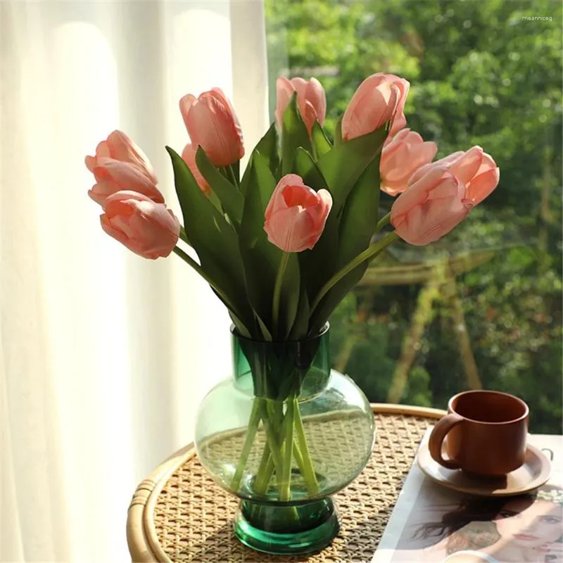 Dekorative Blumen Tulpe Blume künstliche Blumenstrauß Echter Berührung falsch für Hochzeitszeremonie Dekor Hausgarten Frühlingsparty Vorräte