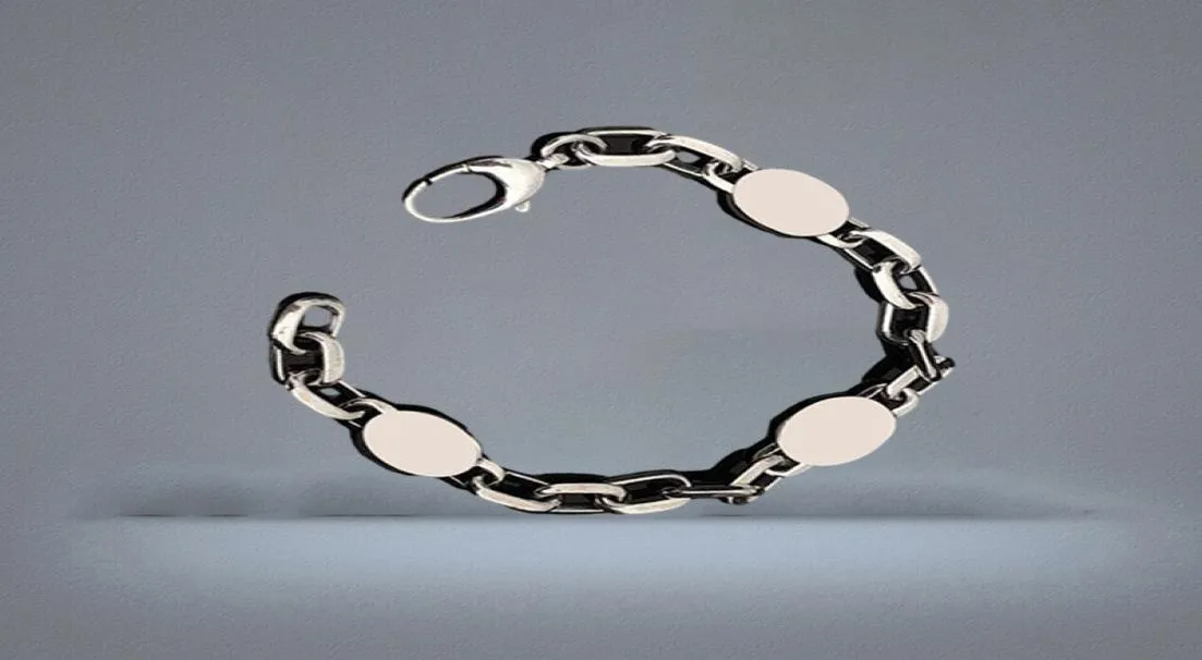 Casal de pulseira de manguito retrô 925 letras interligadas por cadeia angustiada Homens para mulheres joalheria236k1523730