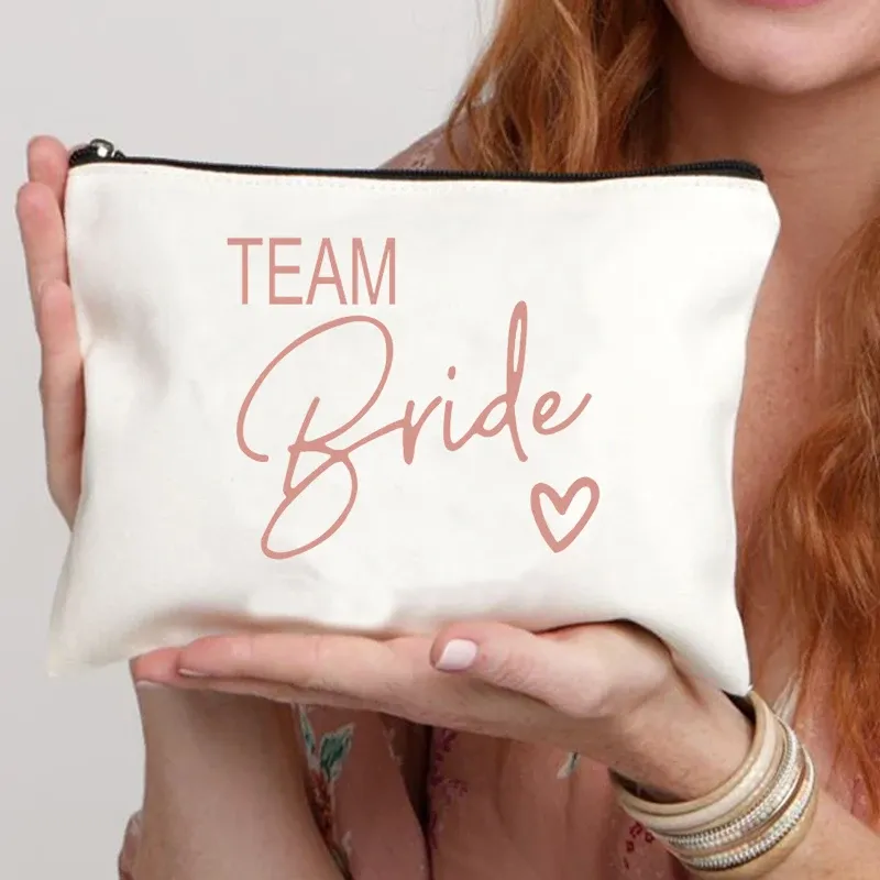 Bride Makeup Bag Proposal Canvas Monogram Pouches Neceser Bridesmaid Gift Cosmetic Bag Bachelorette Party Favors Bridal Shower