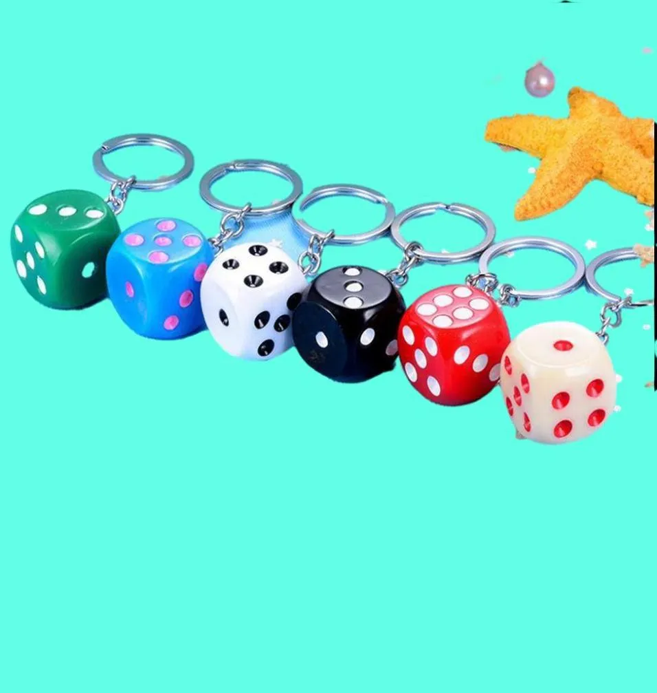 Nyckelringar Söta Colorf Dice Key Chefs Rings Harts Keychain KeyFob For Men Women Car Handväskor Plånbokstillbehör Creative Keychains1105962