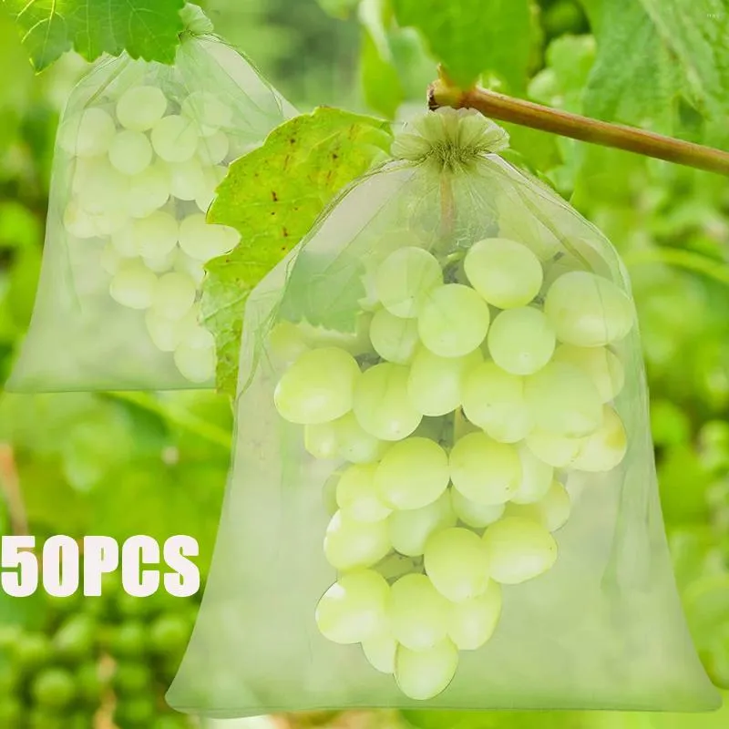 Storage Bags 50PCS Strawberry Grapes Fruit Grow Netting Mesh Vegetable Plant Protection For Pest Control Anti-Bird Garden Tools