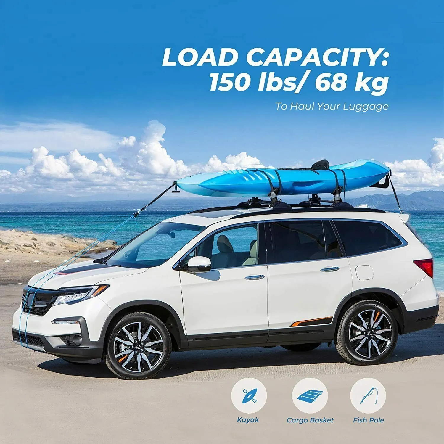 Aluminum Roof Rails Racks Cross Bars for Honda Pilot 2024-2024