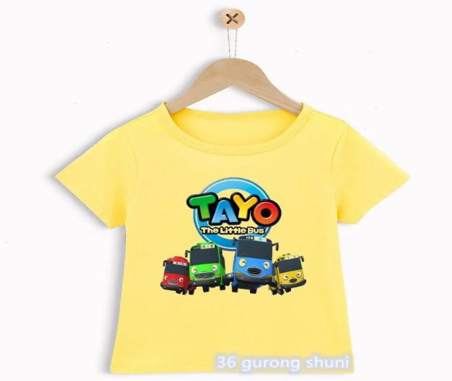 Boy S-Shirts Komik Tayo ve Küçük Arkadaşlar Karikatür Baskı Tişört Moda Trend Bebek Sarı Tops3162897