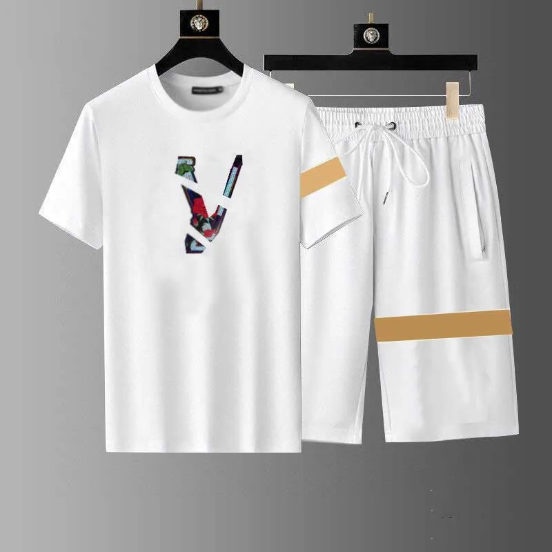 Модные летние мужские спортивные костюмы футболка для футболки с коротки