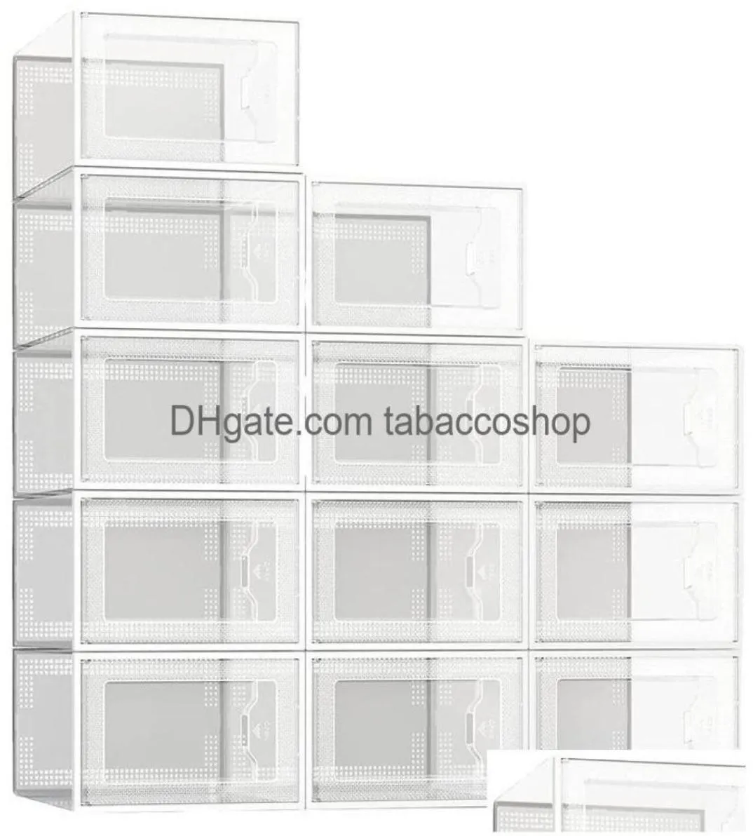 Boîtes de rangement Colgères Chaussure Clear Plastic Organisateur empilable pour placard Plimable Chaussures Conteneurs Trop Drop Livrot Home Garden H7285062