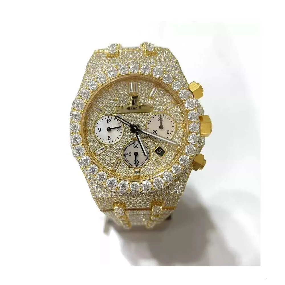 Luxe die er volledig uitziet, bekijk Iced Iced for Men Woman Top vakmanschap uniek en dure Mosang Diamond 1 1 5a horloges voor hiphop industrieel luxueuze 7200
