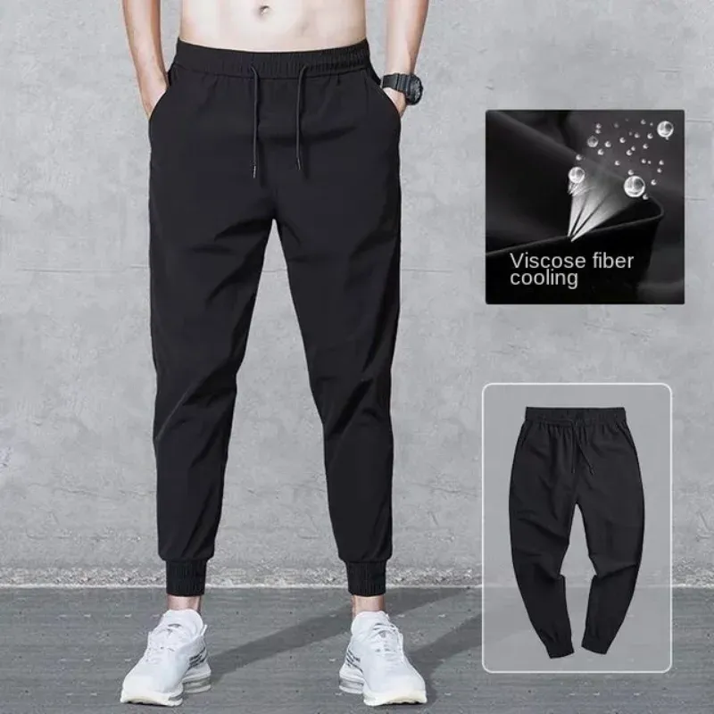 Pants Man's Casual Summer Ice Silk Ultradathin Stretch Losse QuickDrying Sweatpants Sportoefening Sportskleding Joggers Cargo Pants Men