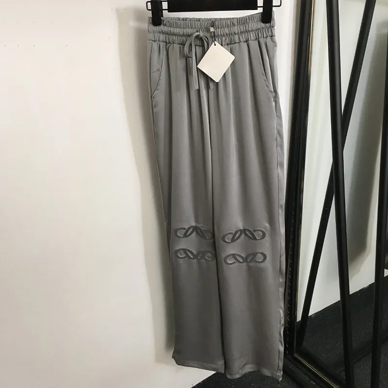 Pantalon de soie d'été pantalon concepteur féminin classique jacquard pantalon long pantalon élastique de luxe