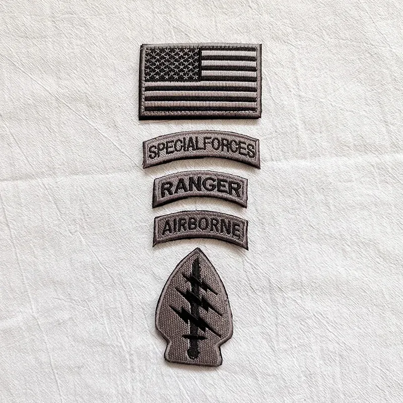 5pcs Set Special Forces Embroidery Hook Loop Patch US Flag Ranger Tab Military Emblem for Cloth Bag Tactical Patches