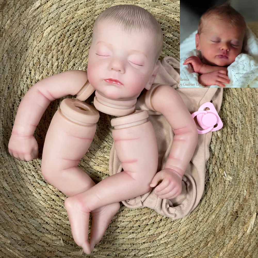 Nowy 20 -calowy niezruszony zestaw Lalki Reborn Doll Alesia 3D Widoczne żyły Dollowe Części z tkaniną