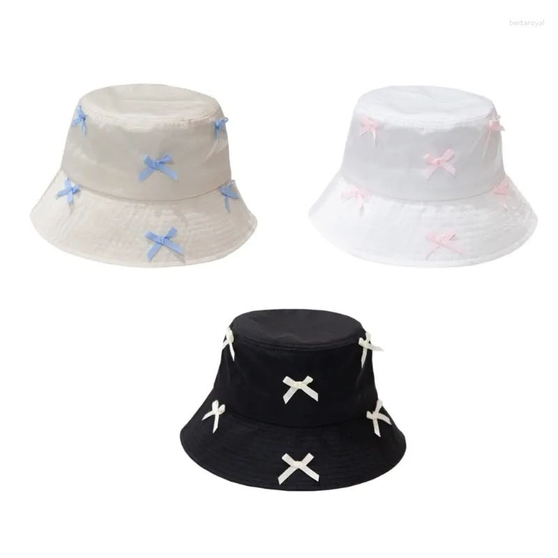 Berets Spring Travel Sun Hat Hat Fashion Bowtie Bucket Insstyle Floppy Fisherman