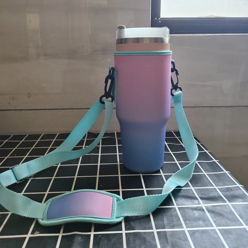 Insulated Water Bottle Sling Bag - Holder For 40oz Tumbler With Phone Pocket, Crossbody Strap (Pink) - View #6
