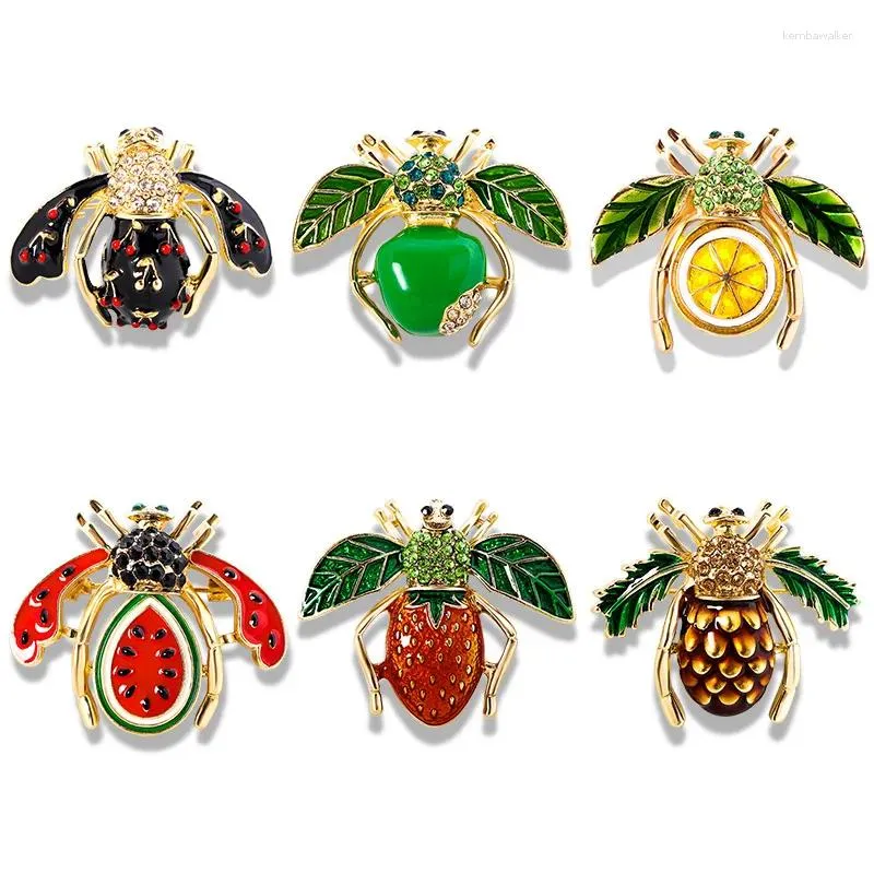 Broches Shmik Fruit Enmale Broch Brooch Broch pour femmes hommes mignons exquis insectes badges métalliques accessoires de corsage en cristal