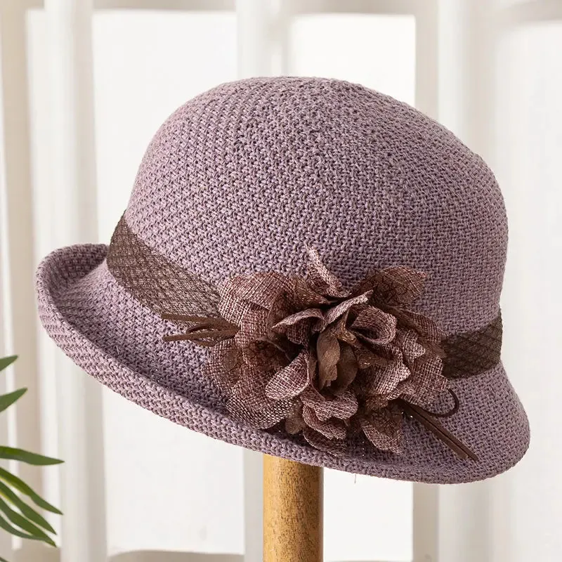 Vintage Floral Cloche Rolled Brim Bucket Hat Adjustable Sun Hat Women main image 4