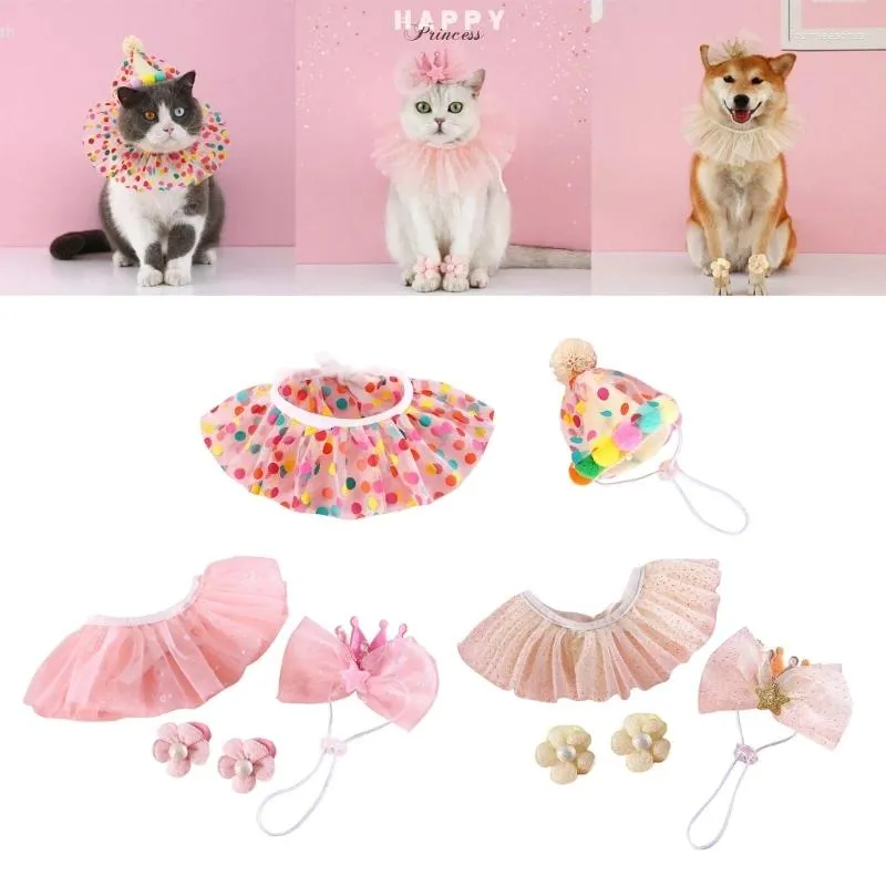 Dog Apparel Princess Headband Bib Scarf Kitten Hat Small Cat Cosplay Costume Accessories