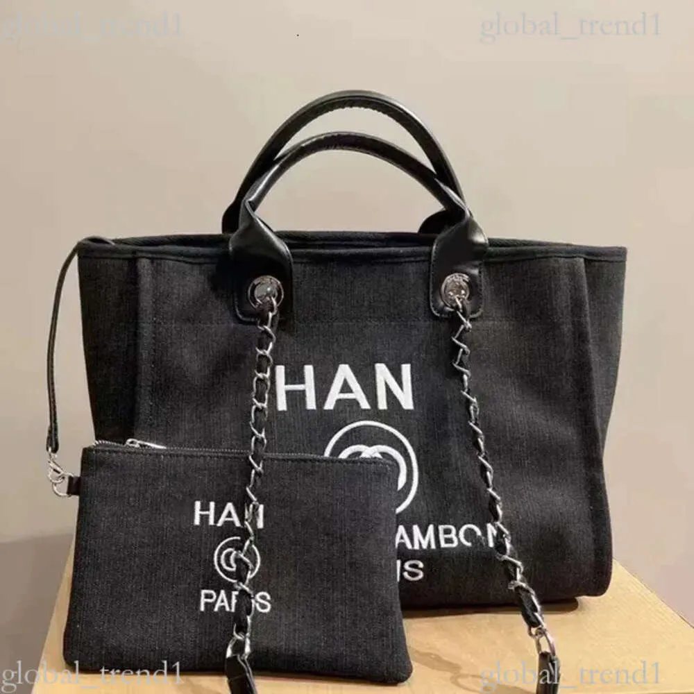 Women s Designer Deauville Tote Beach Bag Luxury Pearl Chain Crossbody Clutch Purse Large CC Shoulder Handbag 6370