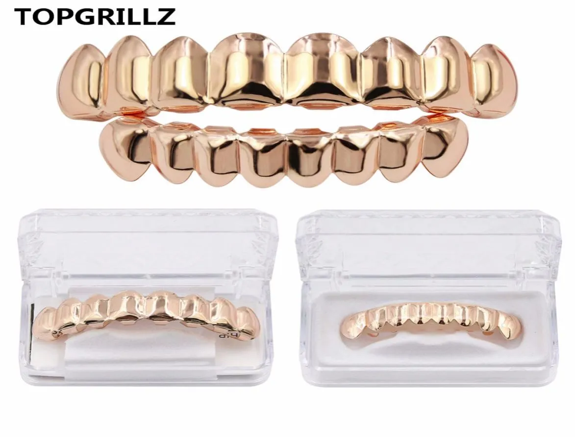 TopGrillz Grillz Conjunto de ouro Oito 8 dentes superiores 8 dente inferior Grills de hip hop 237J7435063