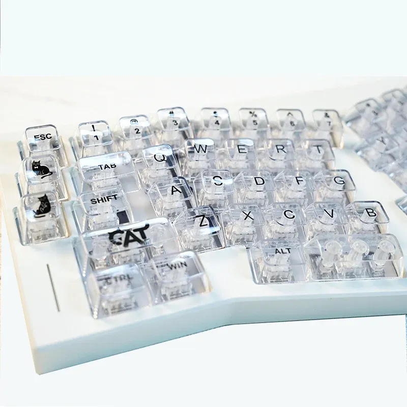Accessoires MDA -profiel 153 toetsen Mechanisch toetsenbord KeyCap PC -materiaal zonder versterkende rib Zwart transparante keycap voor Alice -lay -out