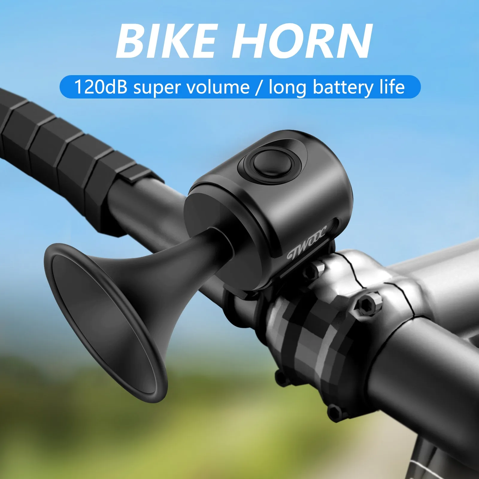 Corne De Vélo électronique 120 DB – Sonnette Avec 6 Sonneries, Silicone Souple, Pile Incluse – Pour VTT, Ville, Randonnée – Noir