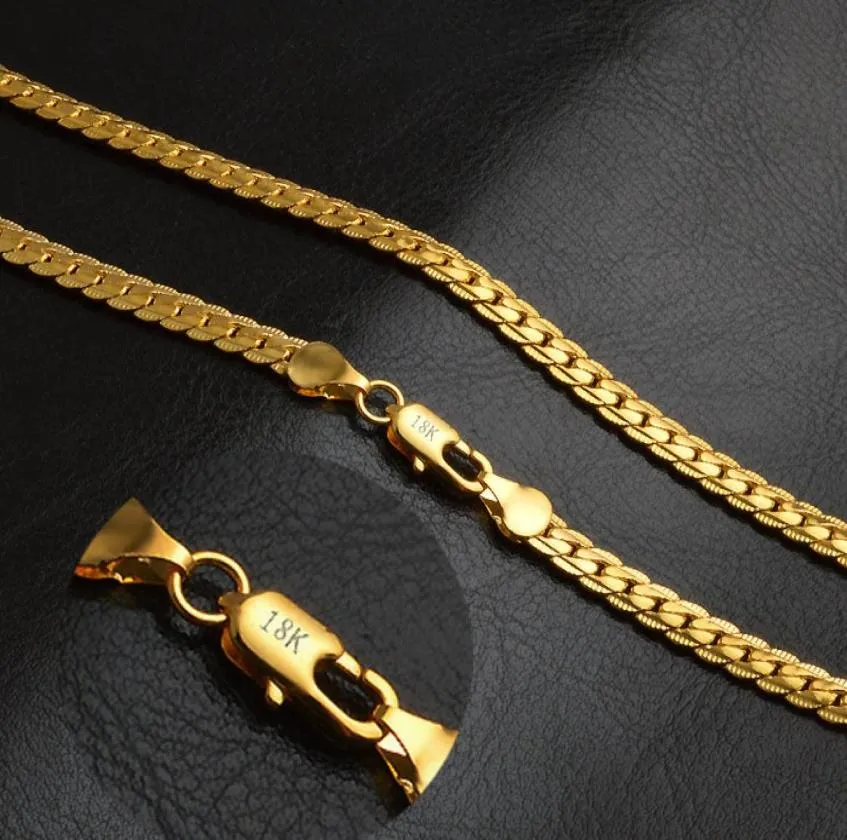 20inch Luxury Fashion Figaro Link Chain Necklace Women Mens Jewelry 18K Real Gold Plated Hiphop Chain Necklaces whole9847693