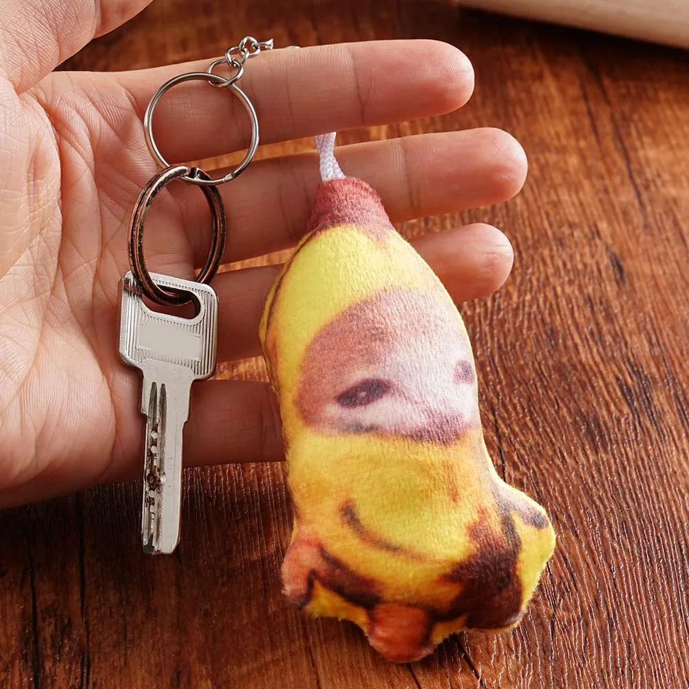 2023 New Banana Cat Plush Pendant Key Chain Cute Crying Banana Cat Funny Keychain Car Bag Pendant Keyring Accessories Gifts