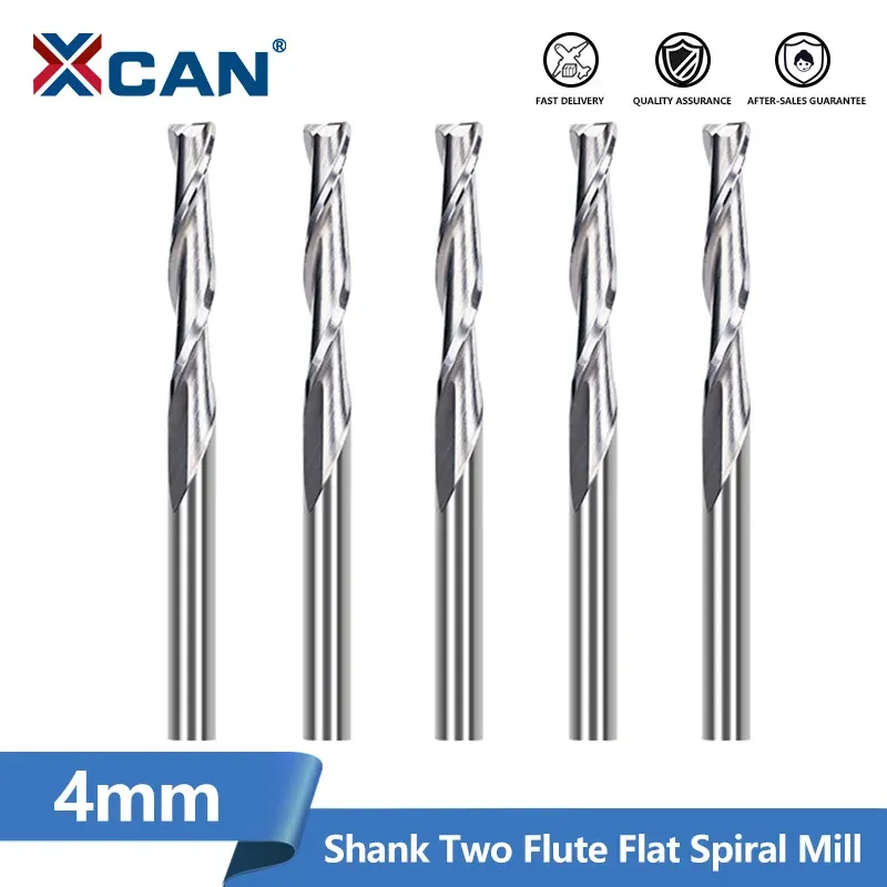 Xcan düz uç değirmeni 4mm shank 2 flüt spiral freze kesici cnc yönlendirici bit ahşap gravür bit karbür uç fabrikası için pvc mdf ahşap