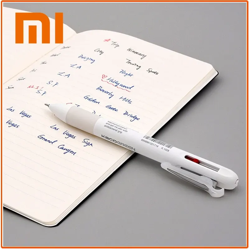 Stylos Xiaomi Kaco 4 en 1 Gel Pen Office School Home Pointpoint Ballpoint Black Blue Red 0,5 mm Refill Japonais Ink Multifonction Sign