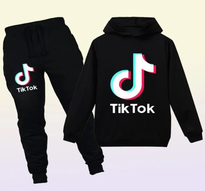 Kinderen tracksuit jongens casual kleding 2 stuks set broek kostuum print tik tok sport pak voor meisje tiener lange mouw sweatshirt hoodie2299893