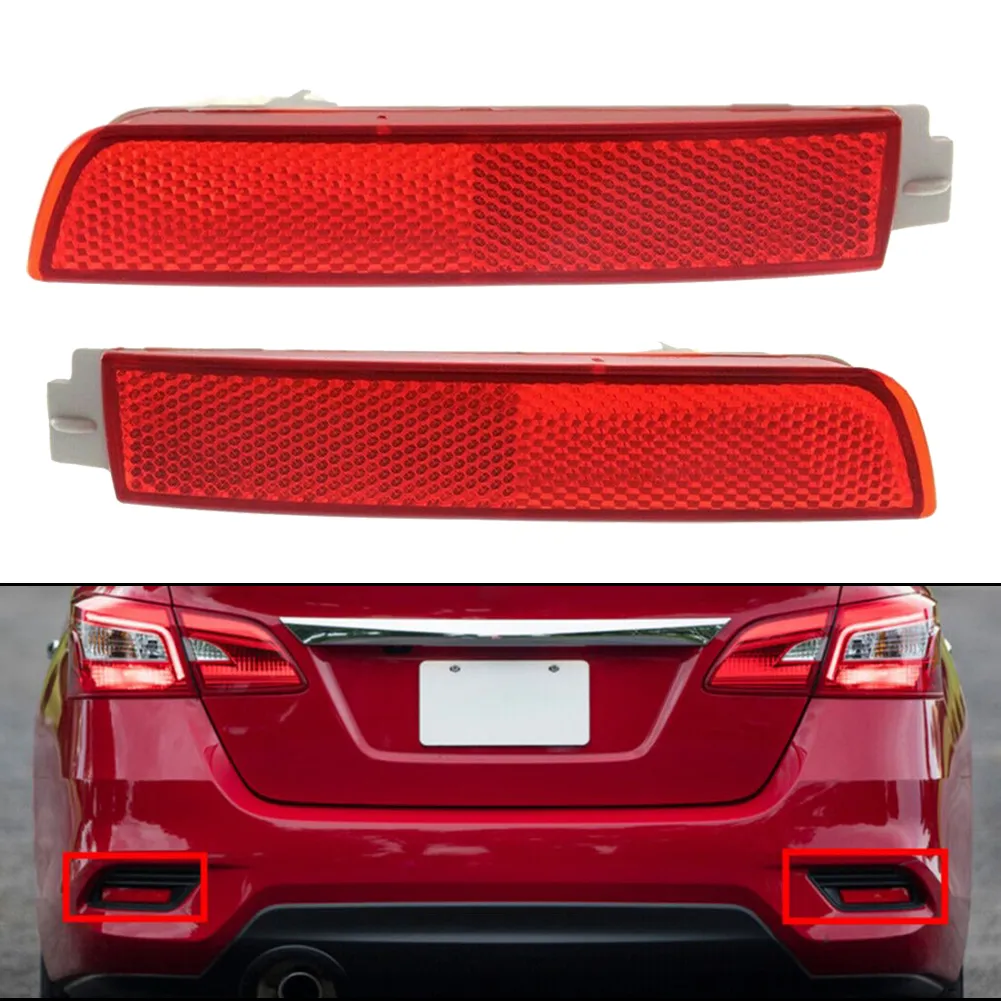 Car Rear Bumper Reflector Lamp Light Cover Red Lens for Nissan Sentra ...