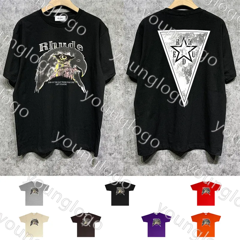 Fashion Round Neck Tshirt Rhude Men Women Tees Designer Summer Short Sleeve Shirt Tops Clothing