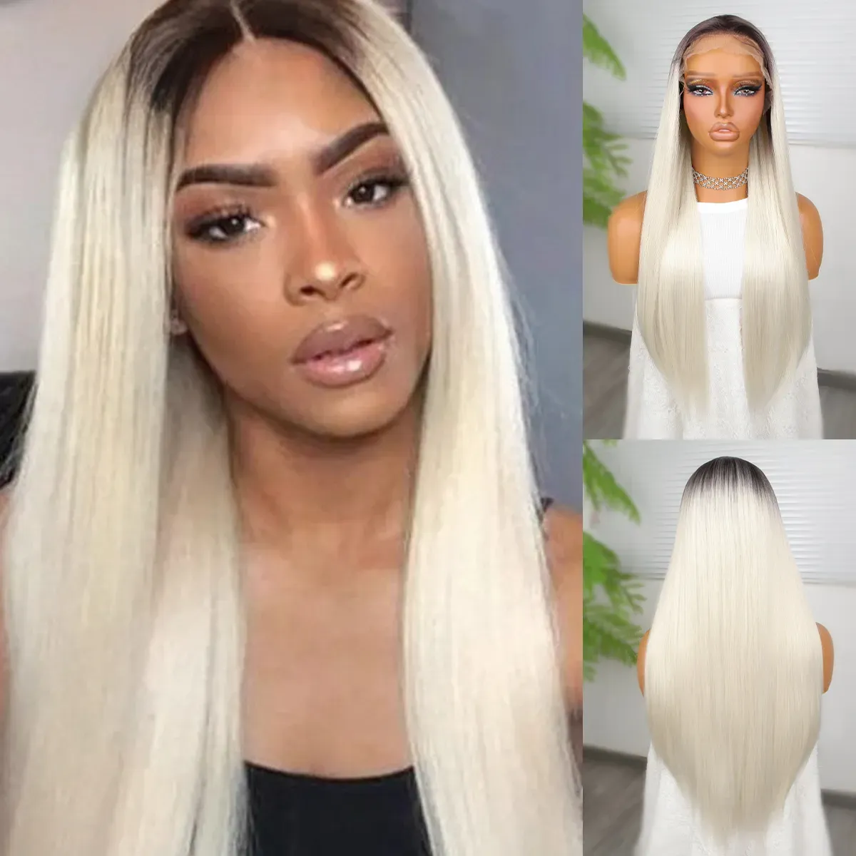 13x4 Lace Front Wig Long Straight Heat Resistant Synthetic Hair Pre Plucked 13×4 Lace Front Synthetic Hair Wig for Women, Pre-plucked 26  main image 3