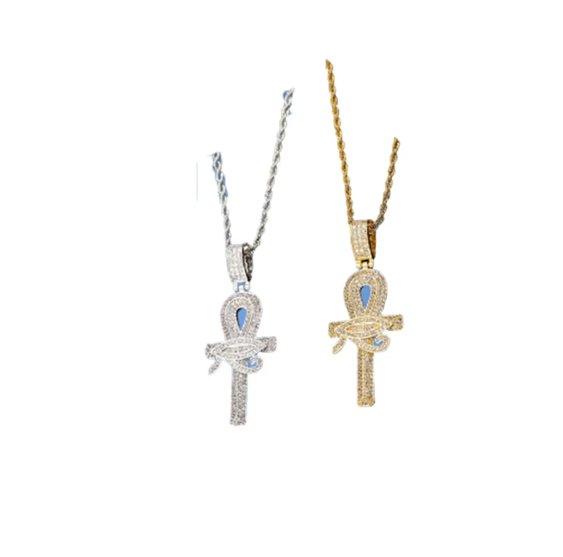 Nova chegada egípcia Ankh Key of Life Pingnder Colar com corda Chain Hip Hop Silver Gold como Gifts1453188