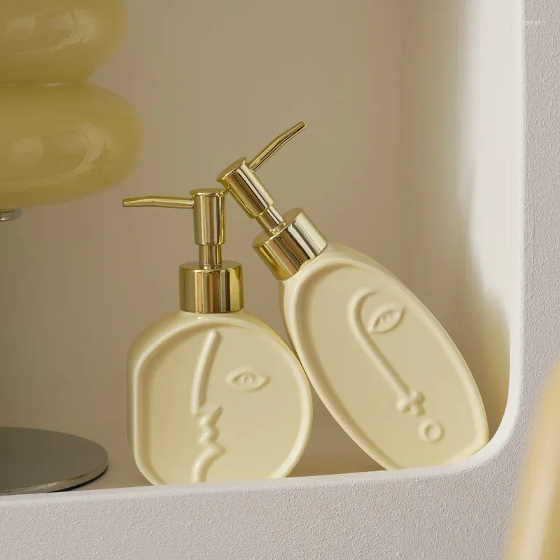 Botellas de almacenamiento Cara de cerámica Cactus Decoración de botella de lavado a mano El baño ducha gel división de altura de alta belleza artesanía de prensa de belleza