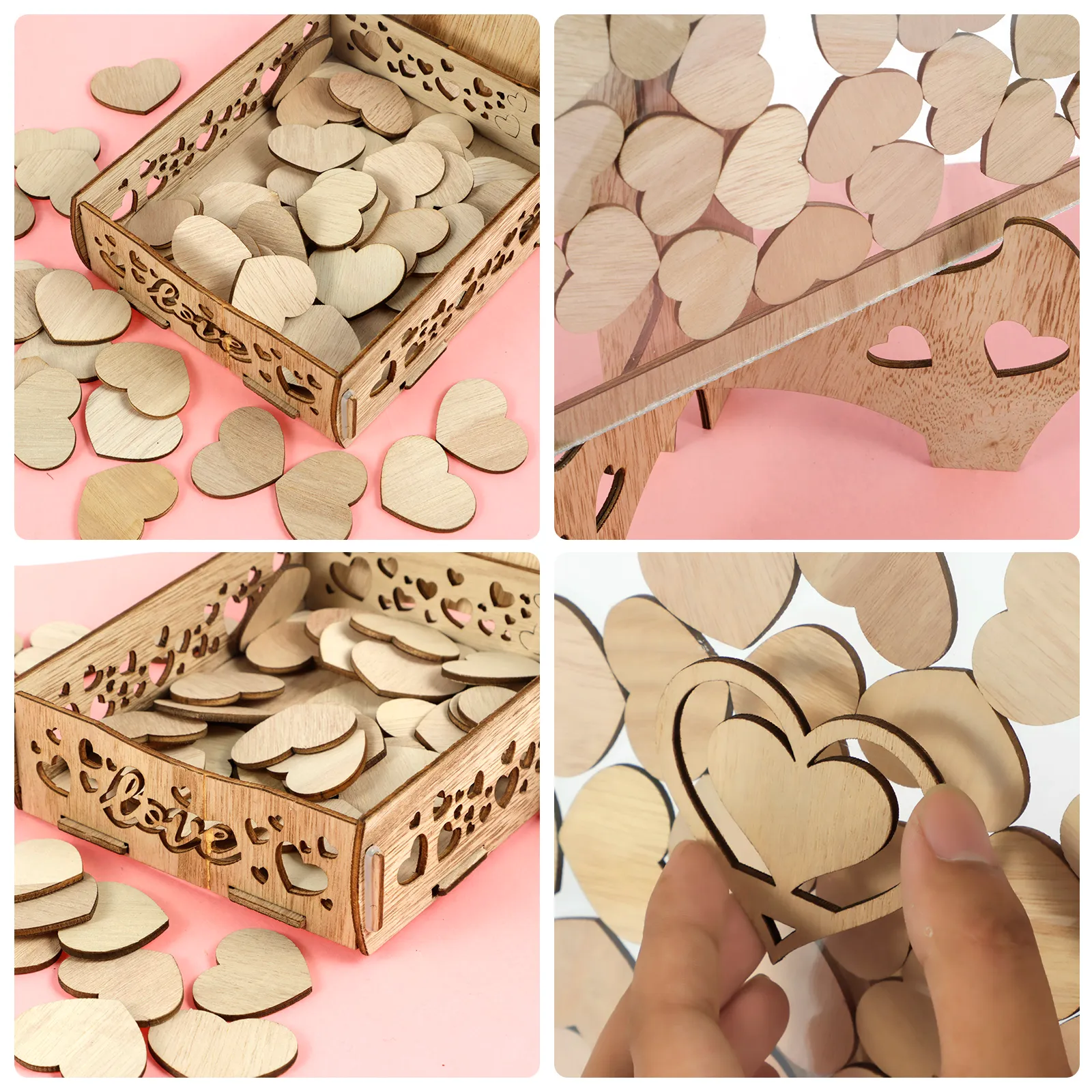 Wedding Guest Book Wooden Sweet Heart/Rectangle shape Guest Sign Wedding Welcome Card Drop Box Home Wedding Party Decoration