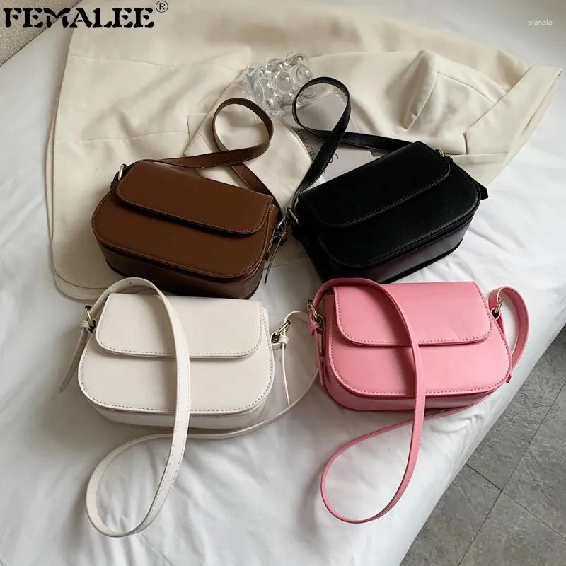 Shoulder Bags Korean Leisure Flap For Women 2024 Fashion Solid Color Square Messenger Bolsa Designer Simple PU Leather Purses