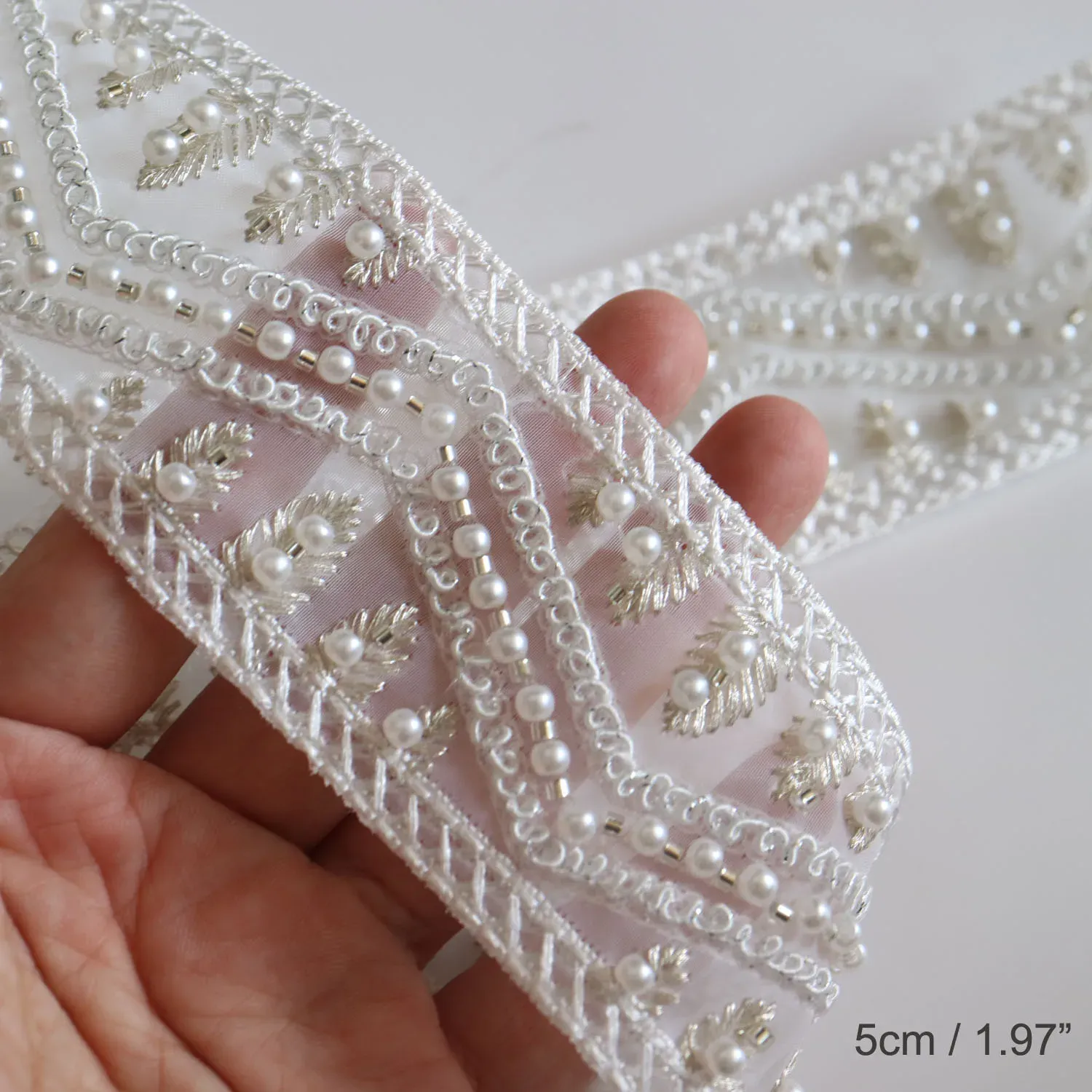 beaded trim for wedding dress Rhinestone Good and Pearl Trim, Wedding Dress Strap, Beaded Bridal Trim for  Sashes, Belts, Headbands – World Trimmings main image 1