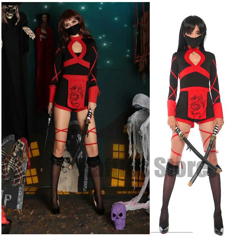 sexy ninja clothes Black Slits Sexy Ninja 4 Piece Costume – AMIClubwear main image 0