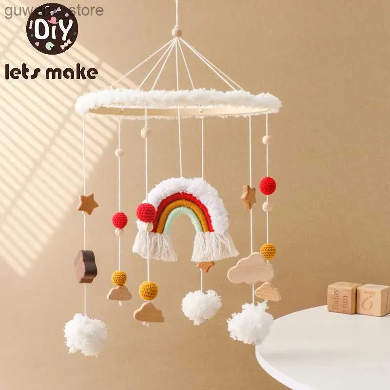 Mobiles # Baby Bed Bed Bell Bracket Rainbow Tassel suspendu Pouteau de hochet 0-12 mois Baby Crib Mobile Holder Bracket Gift Y240412Y2404170YMO