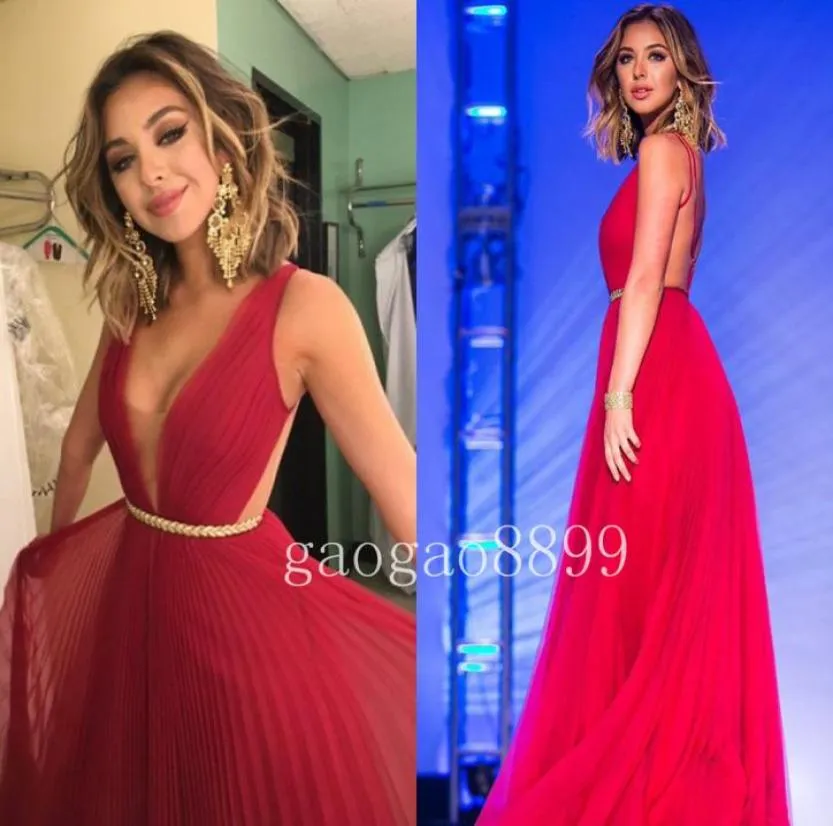 Sexy bodeau bodenlange Chiffon plissierte Rückenless rotes Prom Kleid 2019 Custom Make Plus Size Beach Party Spezielle Anlässe Kleider5525646