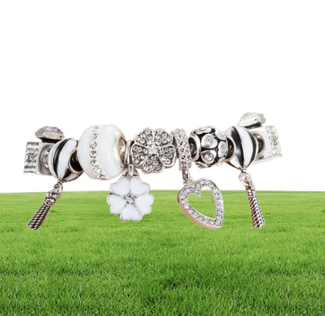925 STERLING Silver plaqué Charmes Heart Pendants Bracelet bricolage pour charme Bracelet de chaîne 3 mm bijoux 2322430