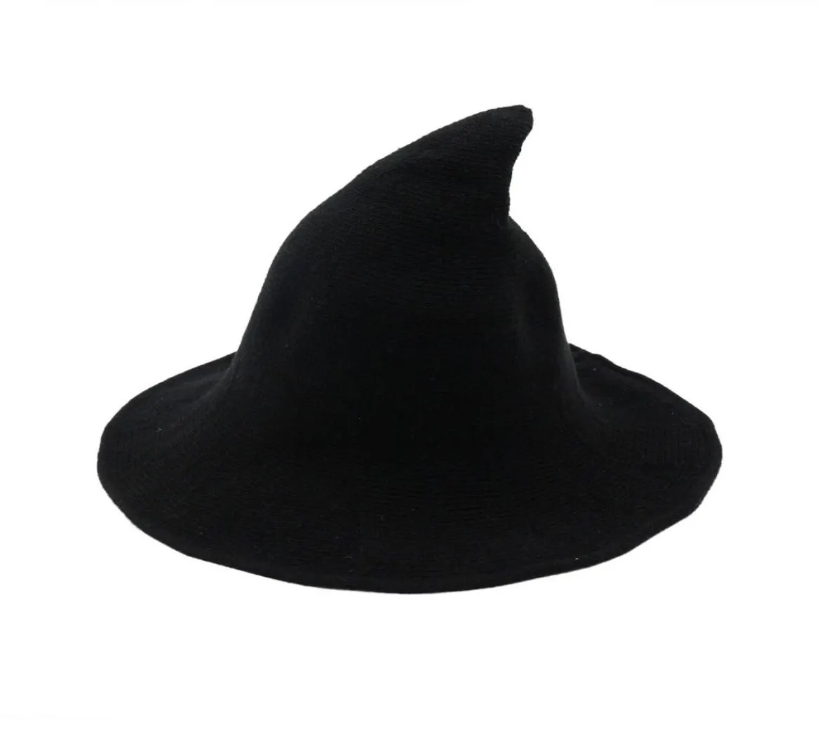 Witch Hat Diversified Längs fårullen Kap Stickning Fisherman Hat Female Fashion Witch Pointed Basin Hink för Halloween2556191