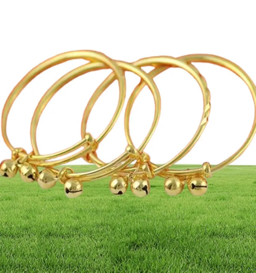 Jewelry Baby Bells Bracelet Bangles 24K Yellow Gold Color Bangles Bracelet for Babies Kids 9415369