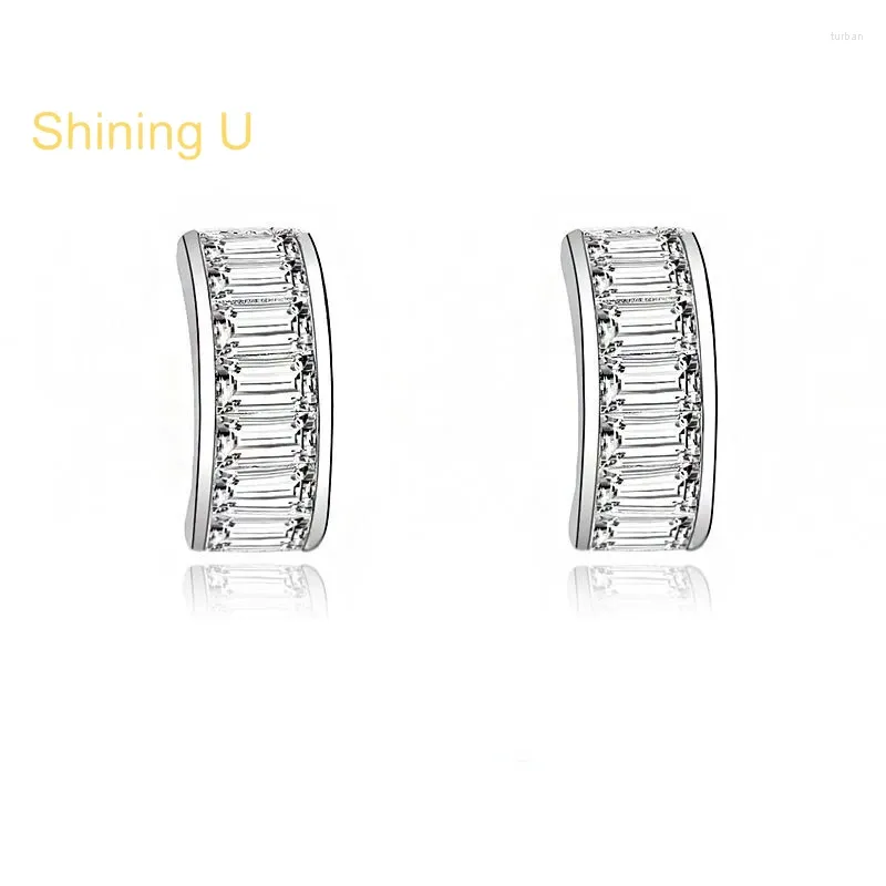 Stud Earrings Shining U S925 Silver Zircon Gems For Women Fine Jewelry Birthday Gift