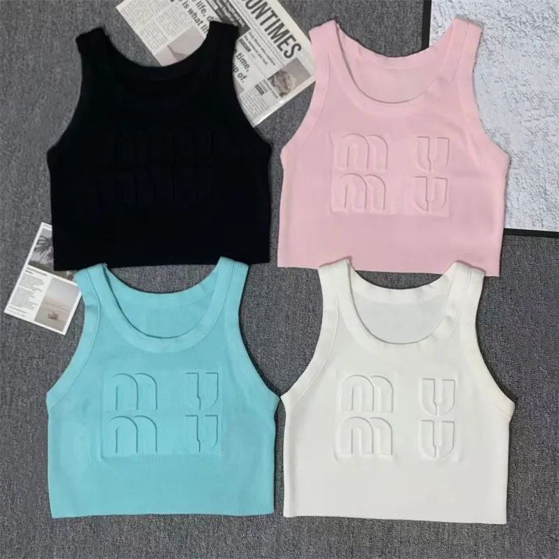 Dames emboss tanktop camis designer tops luxurys vrouw shorts mode croptop tees letters top 4 kleuren 2024